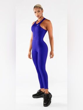 Women’s Zip-Front Electric Blue Performance Jumpsuit